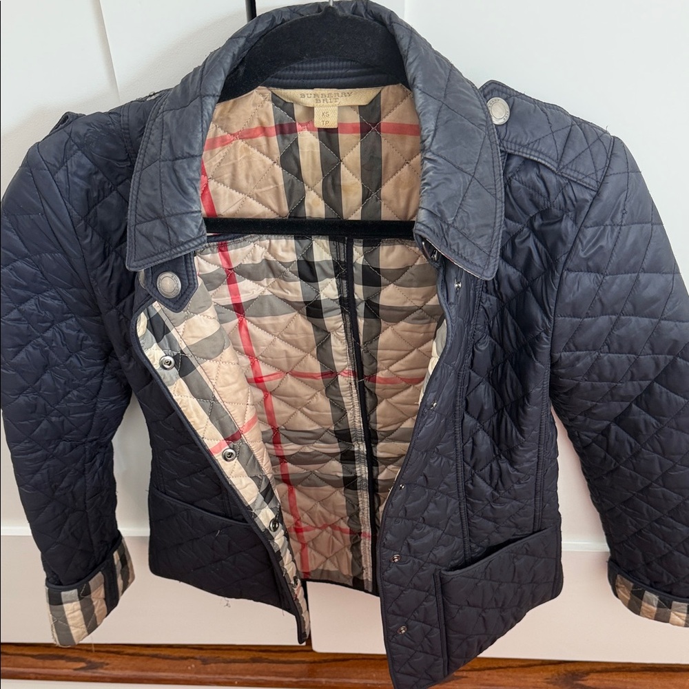 Burberry Women's Quilted Puffer Jacket - Dark Blue - Picture 5 of 10